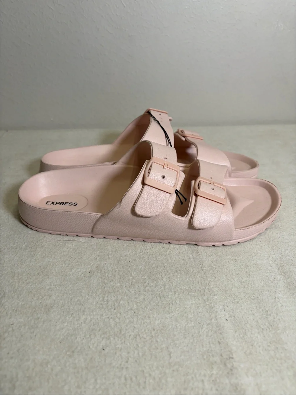 NWT Express Men's 12 Double Buckle Slide‎ Sandals Pink